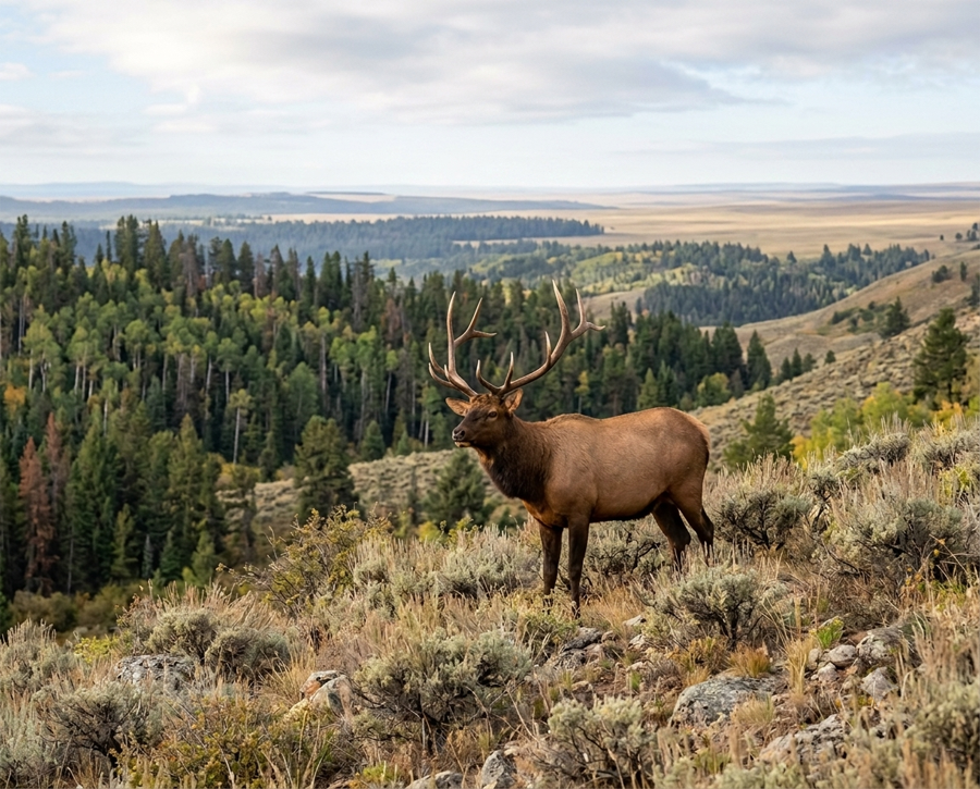 Wild bison roaming freely in the American West